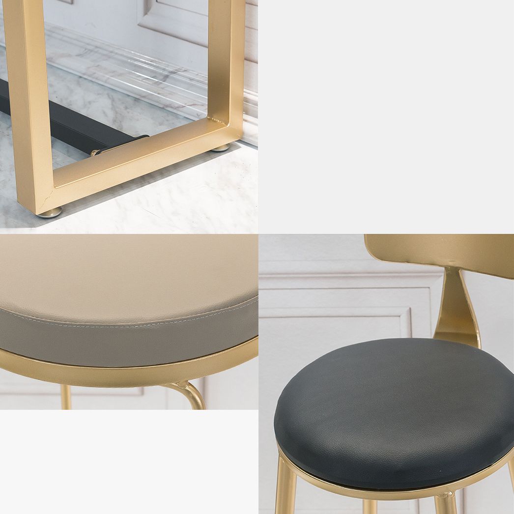 Leather Bar Stool Glam Armless Counter Stool for Living Room