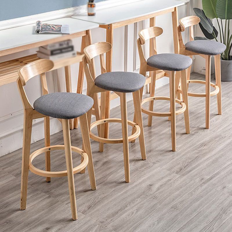 Contemporary Solid Wood Barstool Indoor Bar Stool with Low Back and Footrest