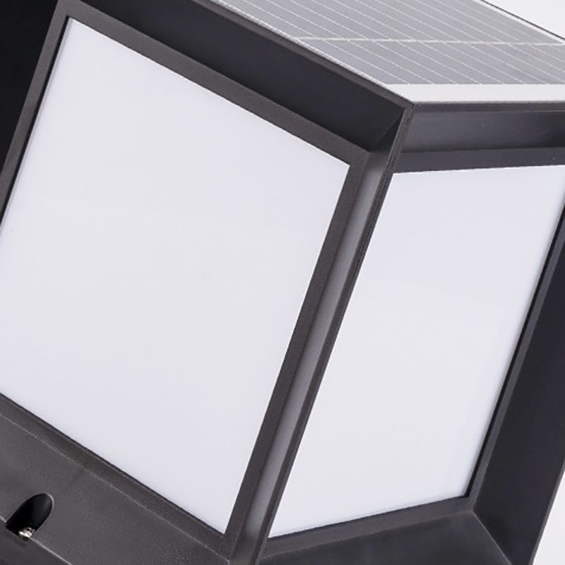 Rectangle Shape Metal Outdoor Light Modern 1 Light Solar Pillar Light in Black