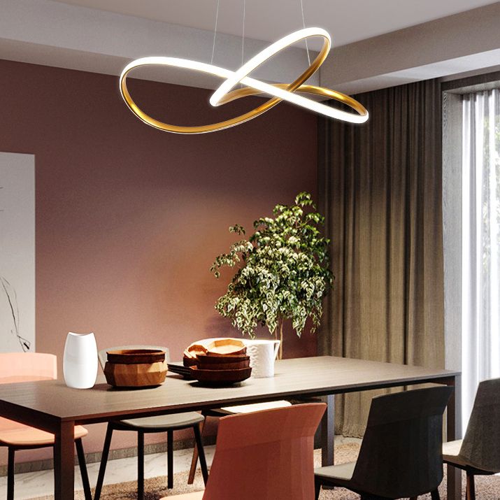 Modern Minimalist Linear Chandelier Light Metal Spiral LED Ceiling Chandelier for Living Room