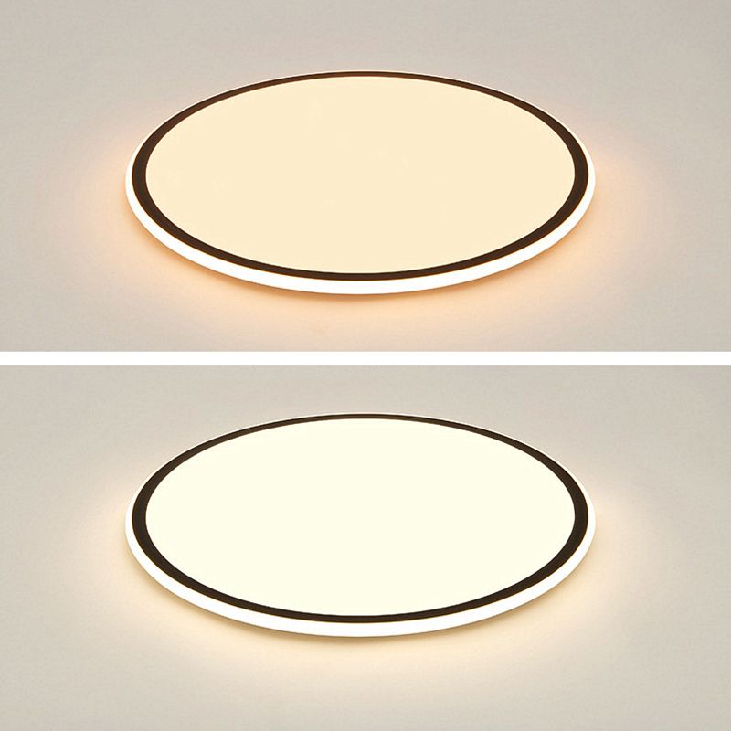 Modern Bedroom Round LED Ceiling Light Minimalist Aluminum Hallway Lighting Fixture in Black + White