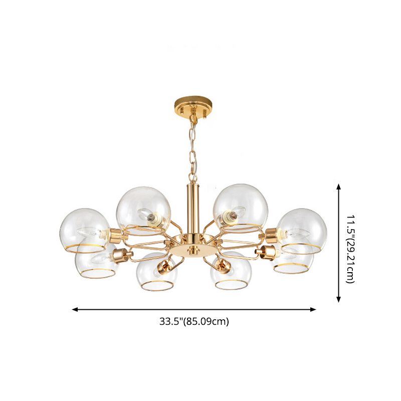 Modern Luxury Sputnik Pendant Light Wrought Iron Hanging Lamp with Clear Glass Shade