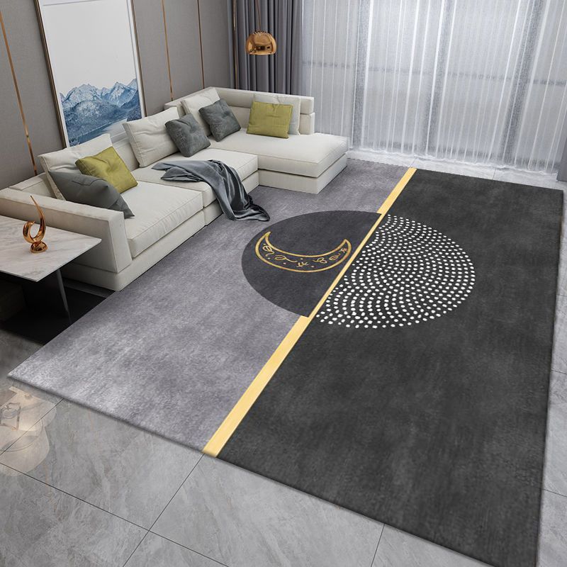 Grey Striped Rug Polyester Gorgeous Rug Washable Rug for Home Decor