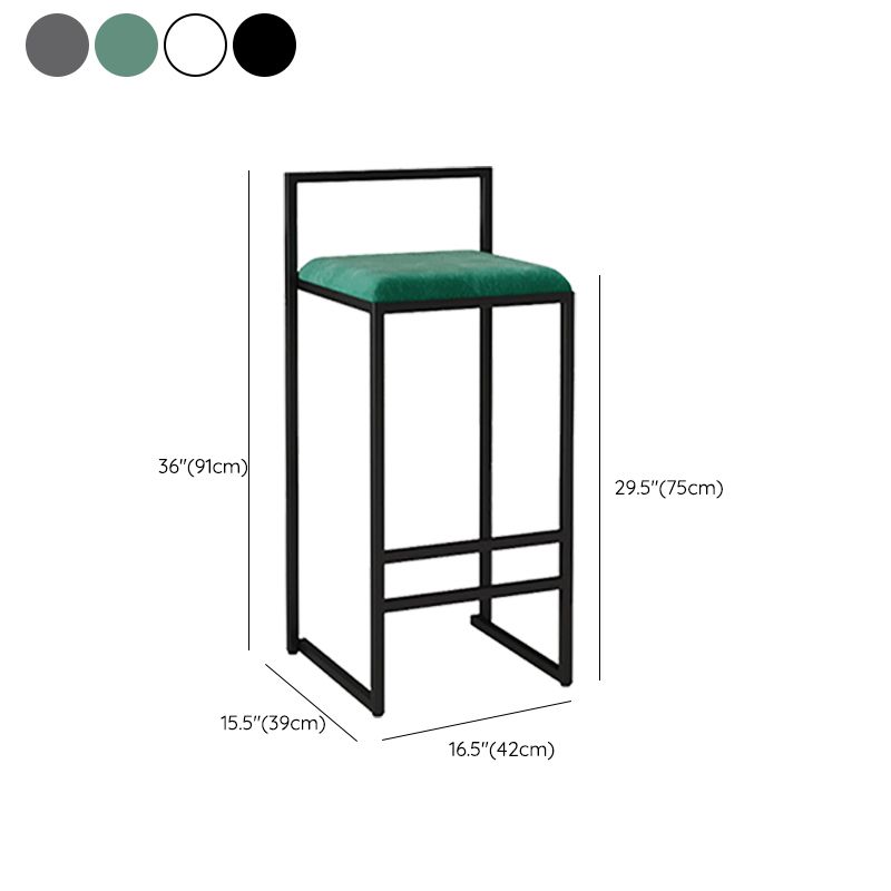 Metal Armless Dining Stools Contemporary Bar Stools with Cushion