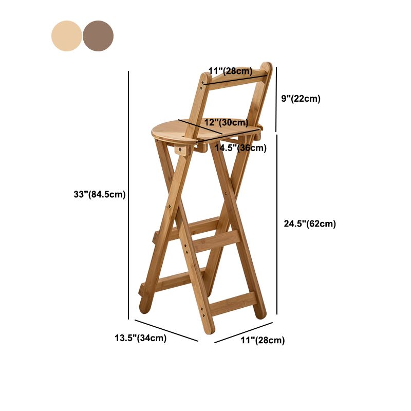 Armless Folding Counter Stool Modern Round Seat Bar Stool with Wooden Footrest
