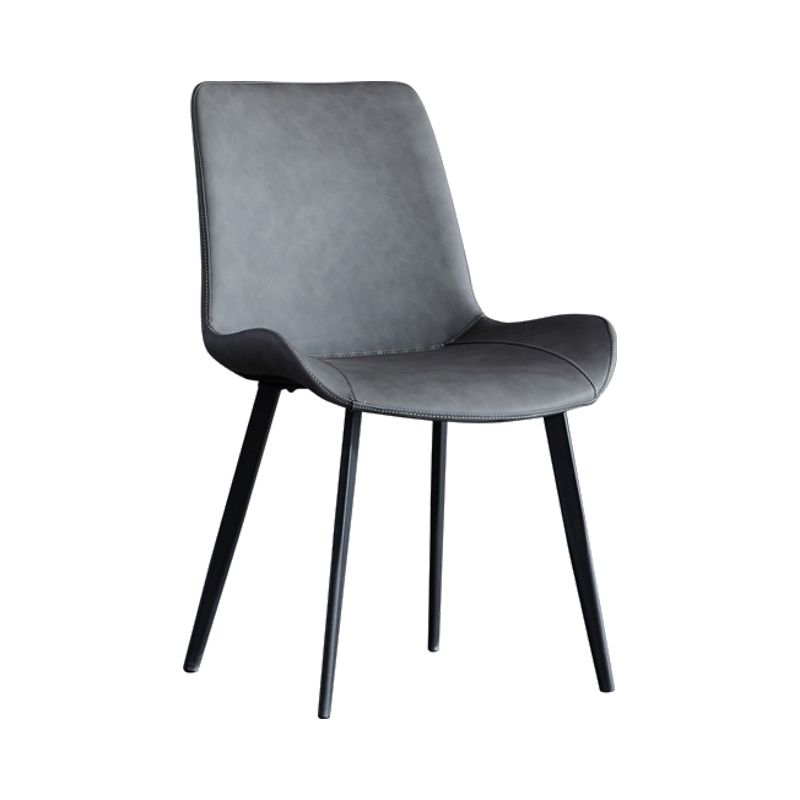 Silla lateral de cuero contemporánea para restaurante Silla de comedor con respaldo sólido
