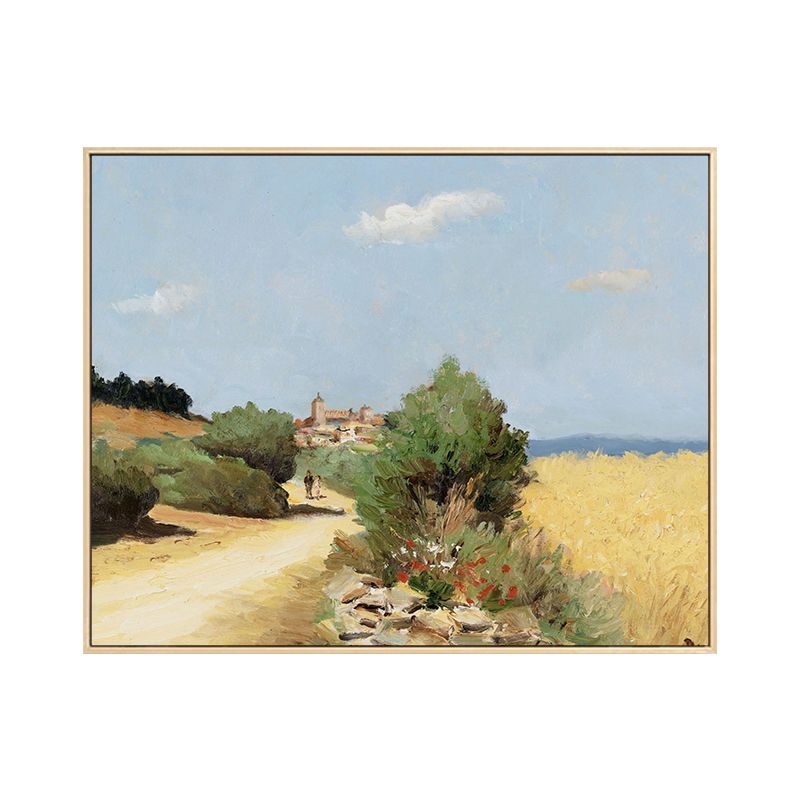 Landscape Canvas Wall Art French Country Textured Painting in Green for Living Room