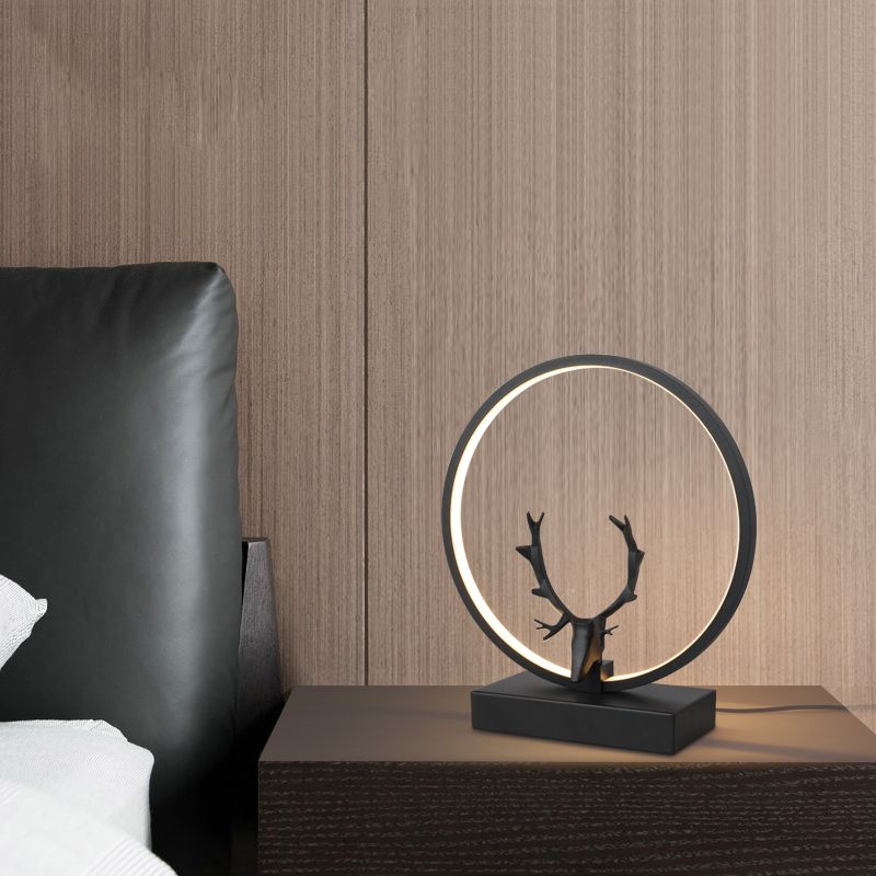 Metal Circle Table Lamp Nordic Antler Shape 1 Light Desk Lamp for Bedroom