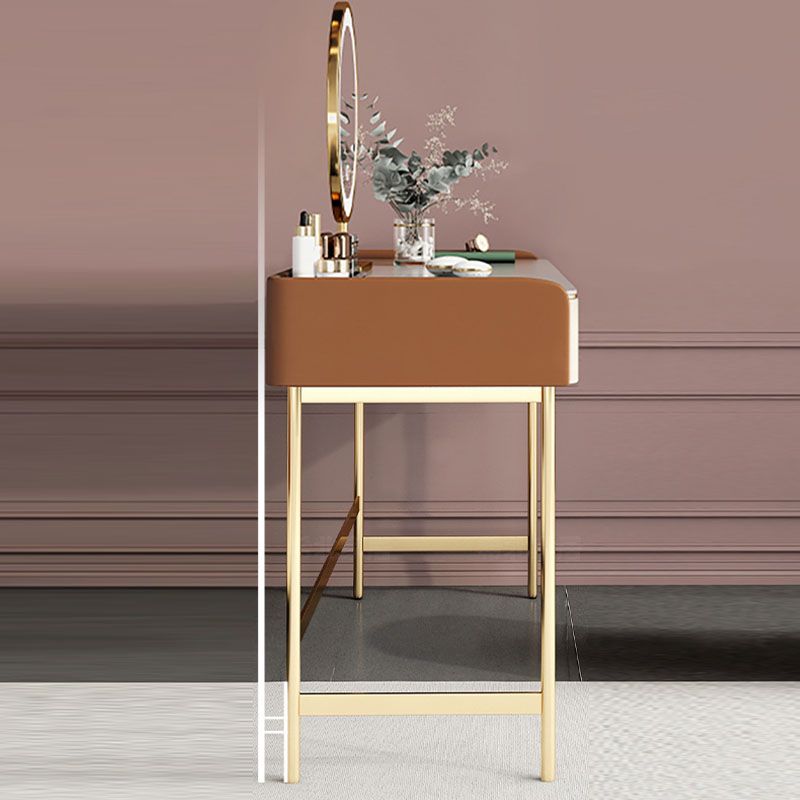 Luxurious Vanity Set 2 Storage Drawers with Gold Base in White