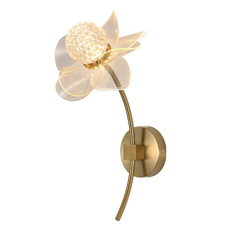 Modern Wall Sconce Flower Wall Light Fixture with Acrylic and Metal for Bedroom