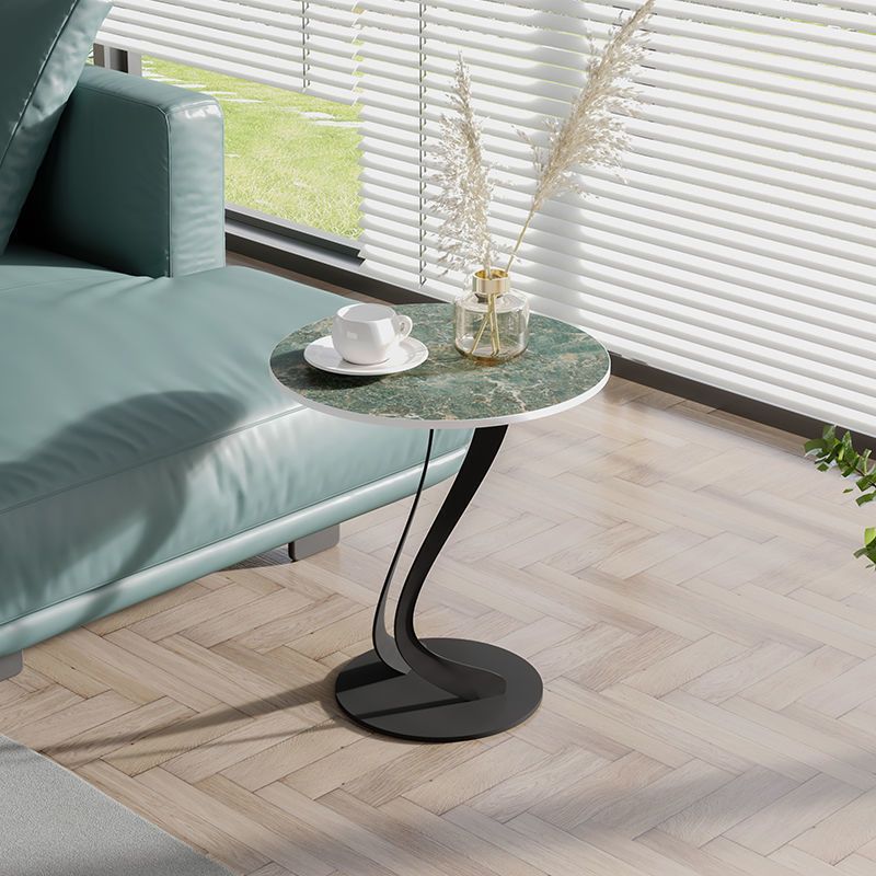 Contemporary Round Slate Side Table 20.5" Tall Abstract End Table
