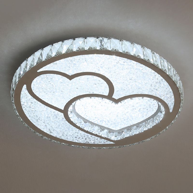 Chambre ronde Flush Ceiling Light Crystal LED Contemporary DEL Flush Mount Lighting Fixture in Stainless-Steel