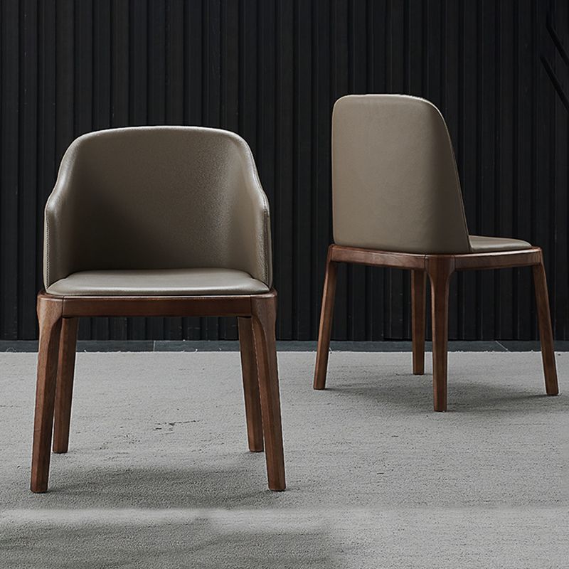 Industrial Solid Wood Dining Chair Faux Leather Side Chair with Upholstered