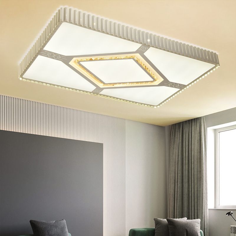 Cuboid Crystal Ceiling Flush Mount Simple LED Flush Lamp with Cylinder/Rectangle/Rhombus Pattern