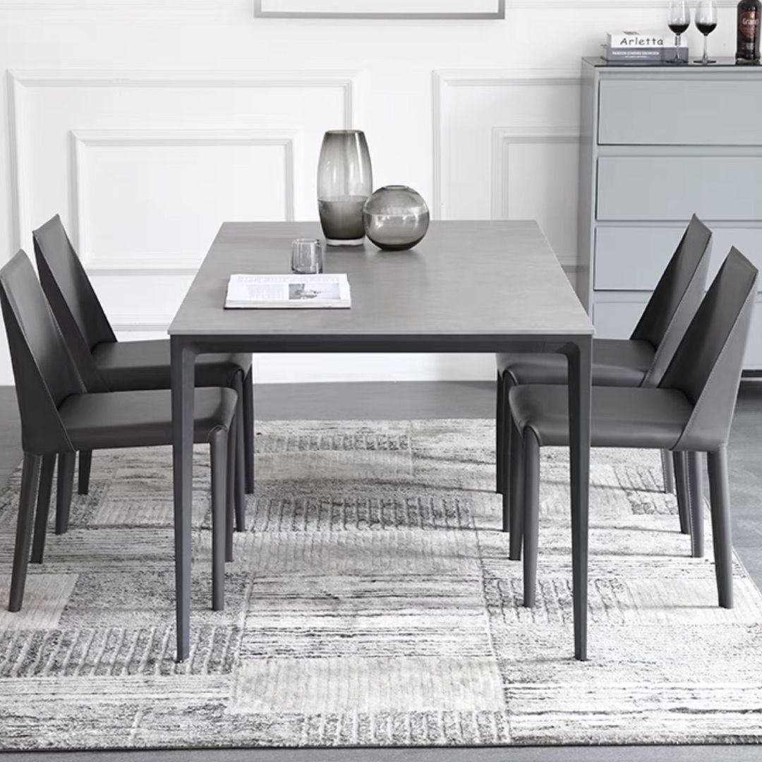Standard Sintered Stone Top Dining Set with 4 Black Metallic Legs for Dining Furniture