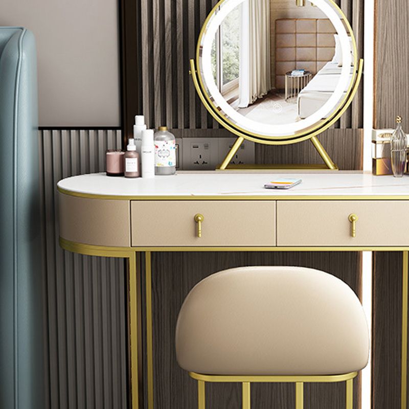 Glam 29.52 " H Slate Top Vanity Stool with Drawers Dressing Table