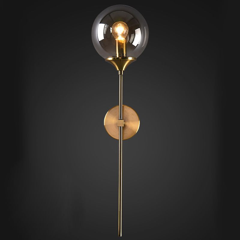 Metal Wall Sconce Modern Ball Shape Vanity Lamp with Glass Shade for Bathroom