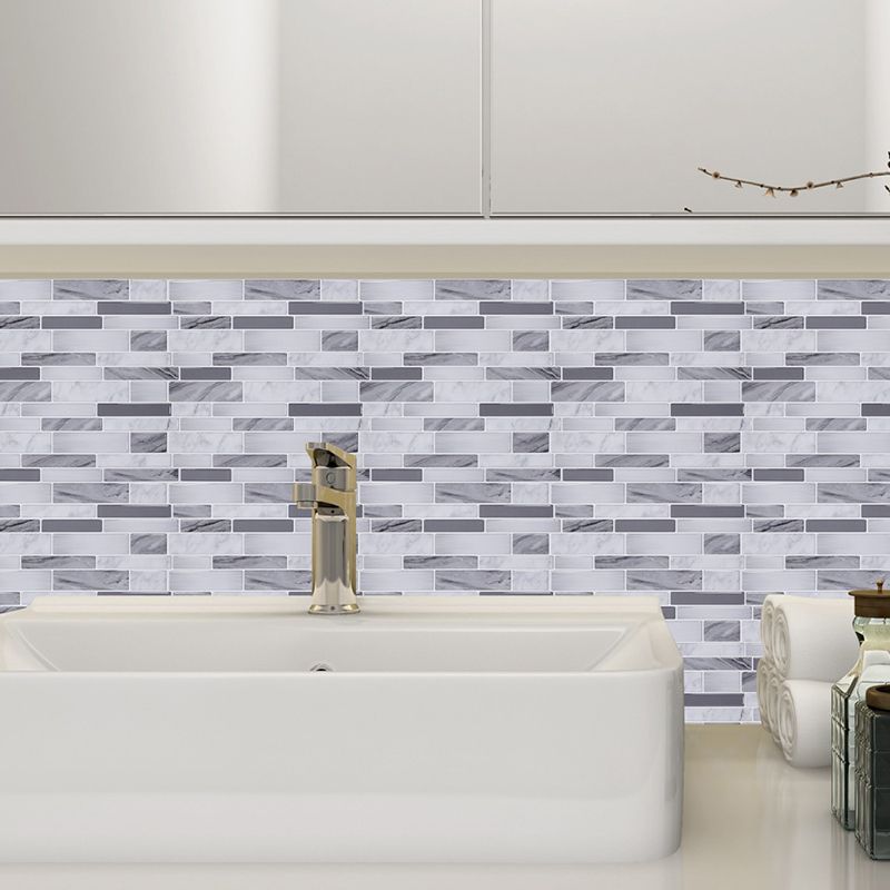 Country Mosaic Tile Stick Wallpapers Grey Brick Look Wall Art for Kitchen Backsplash