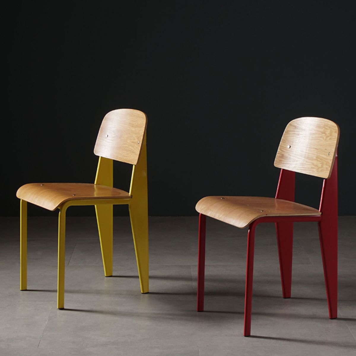 Industriële stijl metalen benen eetkamerstoelen open achterste zijkant voor thuis