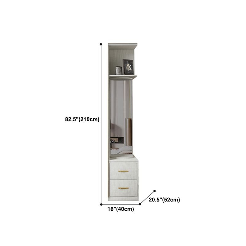 Modern Wardrobe Armoire Engineered Wood and Glass Wardrobe Closet