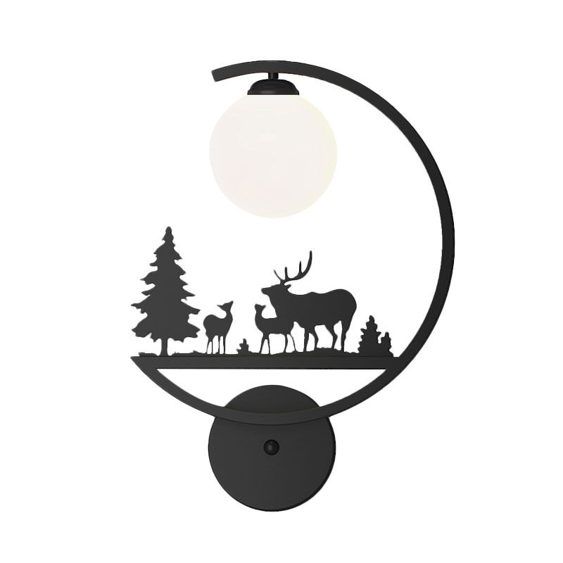 Animales Lámpara de pared metálica de pared de paredes Nórdicas Lámpara de pared de acabado blanco/negro con brazo C