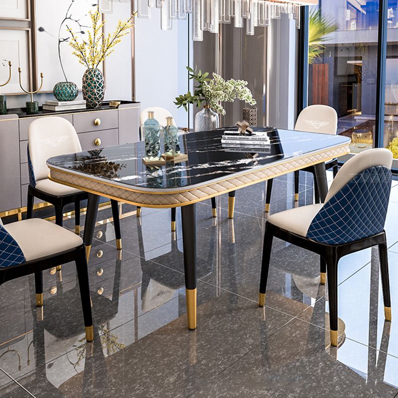 Mesa de comedor rectangular de lujo tradicional Mesa de piedra sinterizada con 4 patas