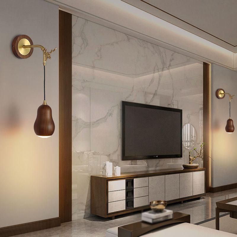 Modernism Wooden Wall Mounted Sconce 1-Light Wall Light for Foyer