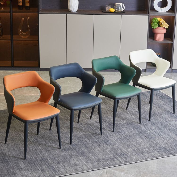Contemporary Style Kitchen Chairs Dining Arm Open Back Side Chair with Metal Legs