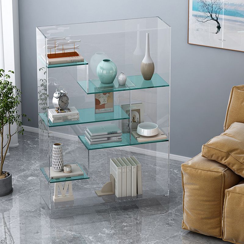 Contemporary Closed Back Bookshelf Standard Acrylic Bookcase with Shelves