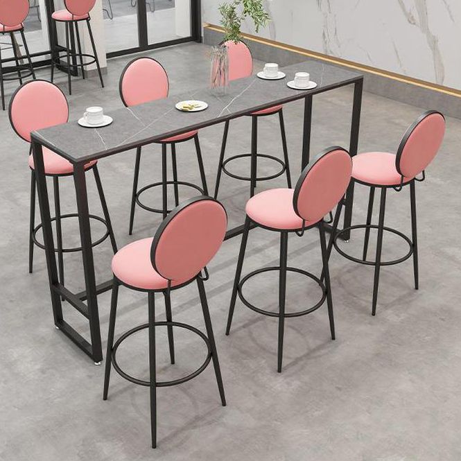 Industrial Rectangle Bistro Table Matte Finish Stone Top Bar Table