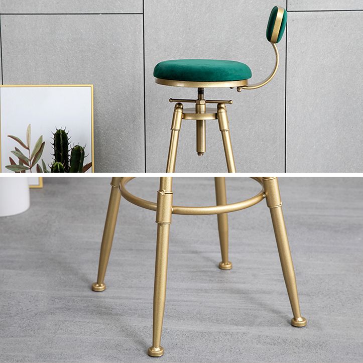 Glam Style Upholstered Bar Stools for Home Armless Stools with Metal Base