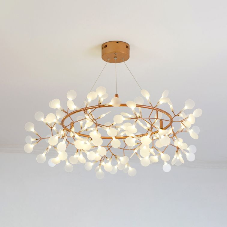 Lampada del lampadario di ramo con foglia deco moderna acrilica e metallo 81/108 luci in oro lampada sospesa