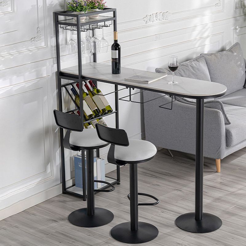 Glam Bar Stool and Table Set 1/2/3 Pcs Sintered Stone Bar Table with Adjustable Bar Stool