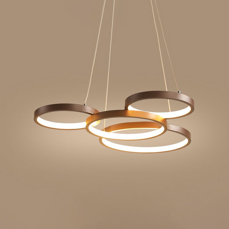 Coffee Ring Hanging Ceiling Light Minimalist Acrylic LED Pendant Chandelier, Warm/White Light