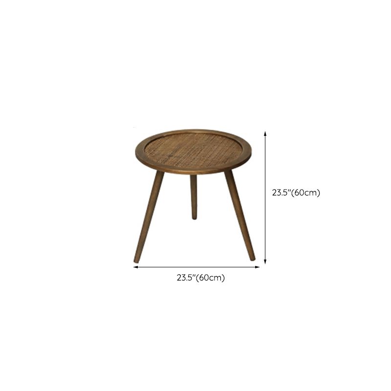 Modern Round Side Table 3 Legs End Table with Rattan Accents
