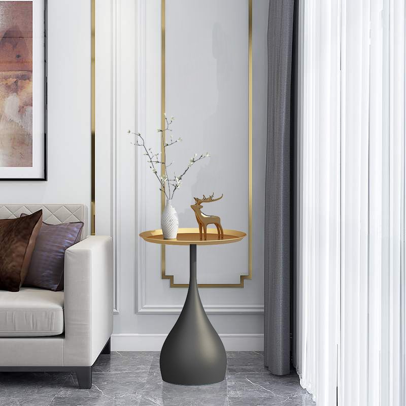 Minimalist Round Tray Top Corner Table Metal Pedestal Sofa Side Table