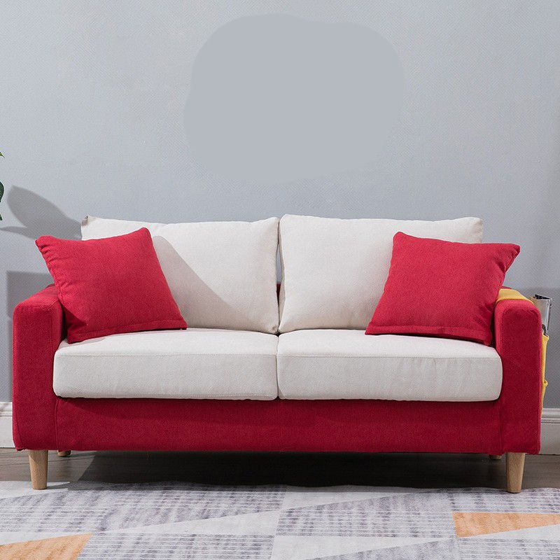 Modern Style Solid Wood Base Namib Material Cushion with Pillow Rectangular Sofa