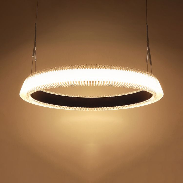 Contemporary 1/2/3-Light Ceiling Pendant Light with Crystal Shade Brown Ring LED Chandelier Lamp for Dining Room