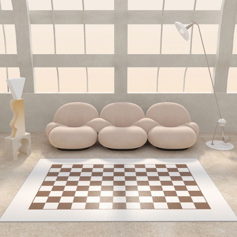 Black Modern Carpet PVC Grid Carpet Washable Area Carpet for Home Decor