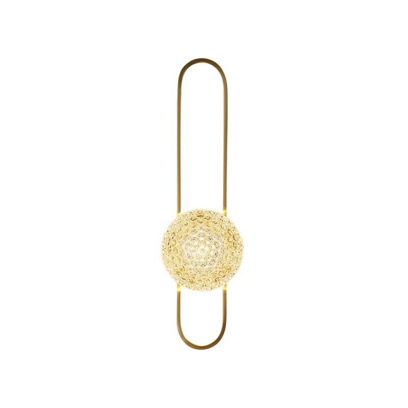 Modern Glass Wall Light Globe 15" High Wall Sconce in Gold for Living Room
