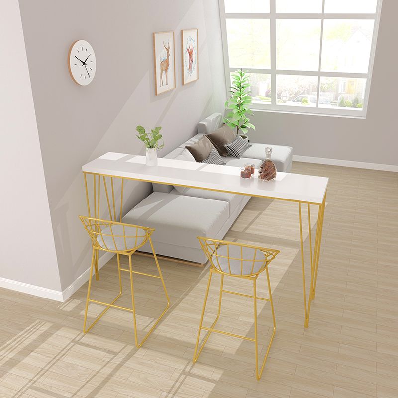 Glam Style Rectangle Bar Table Solid Wood Bar Dining Table with 4 Legs