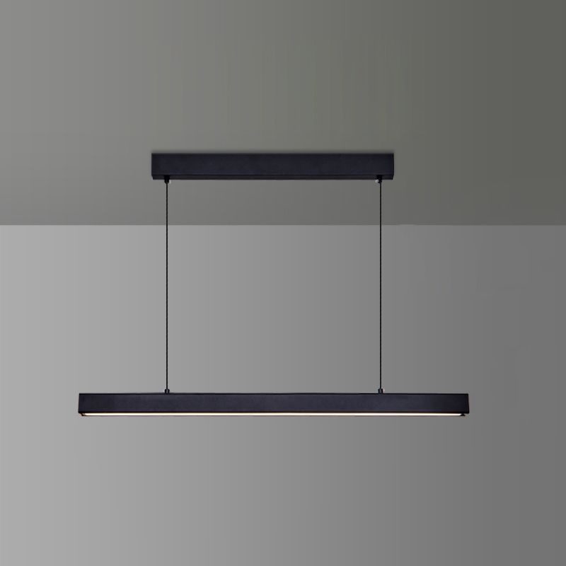 Modern Aluminum Island Light Linear 1-Light Restaurant Hanging Lamp with Acrylic Shade