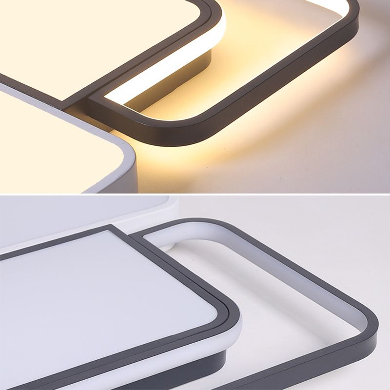 Fijador de techo geométrico de aluminio, Luz LED incorporada en blanco y negro Nórdico