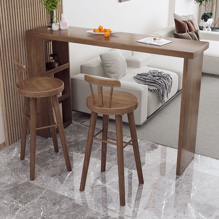 Modern Rectangle Bar Table Set 1/3 Pcs Solid Wood Bar Table and Stools