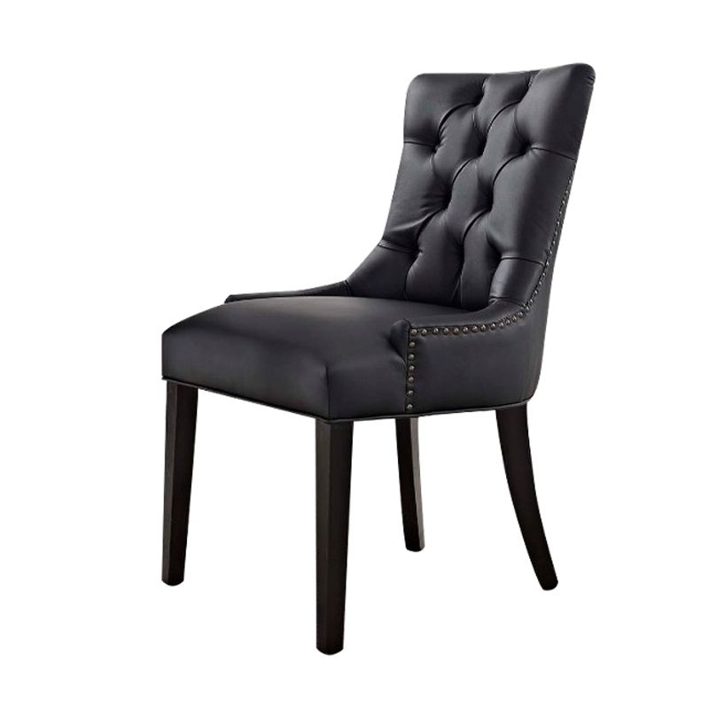 Silla auxiliar tradicional tapizada para el hogar Parsons Silla de comedor con acabado mate y patas negras