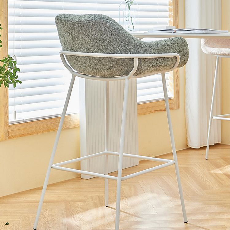 Scandinavian Upholstered Armed Bar Stool Matte Finish Footrest Home Stool
