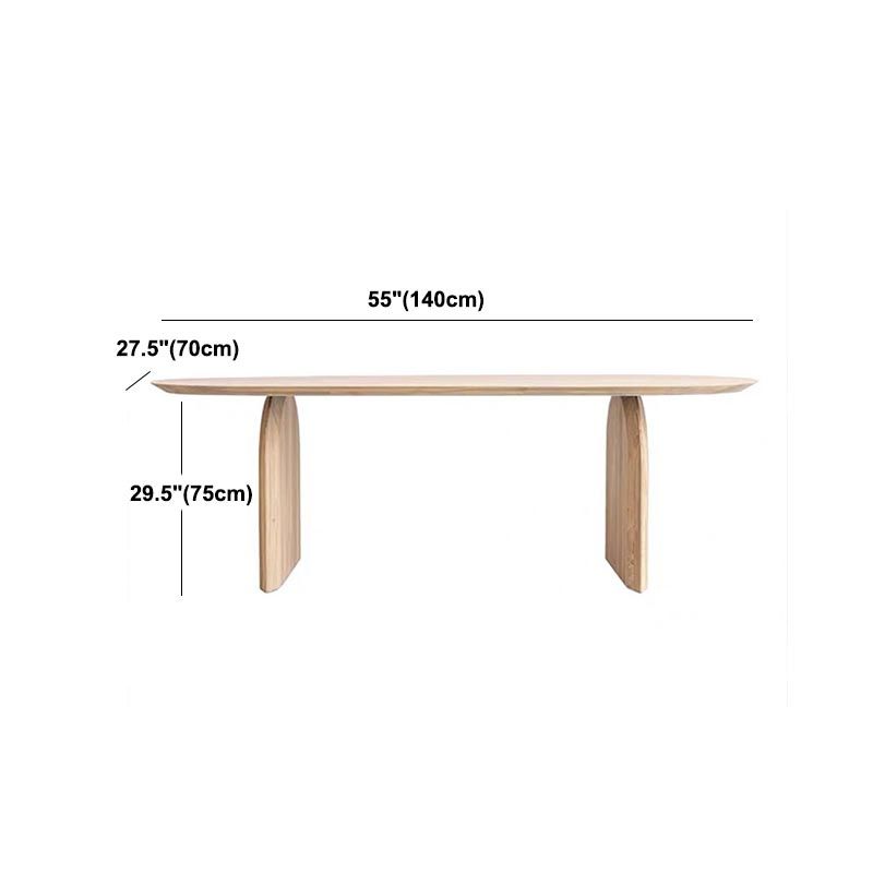 Modern Solid Wood Top Oval Dinette Table Wood Base Dining Table for Living Room