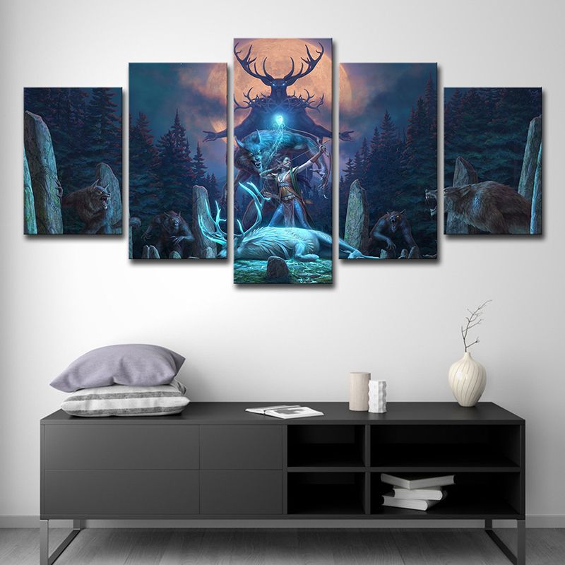 Blue Kids Canvas Digital Print the Elder Scrolls Online Wall Art for Teen Room