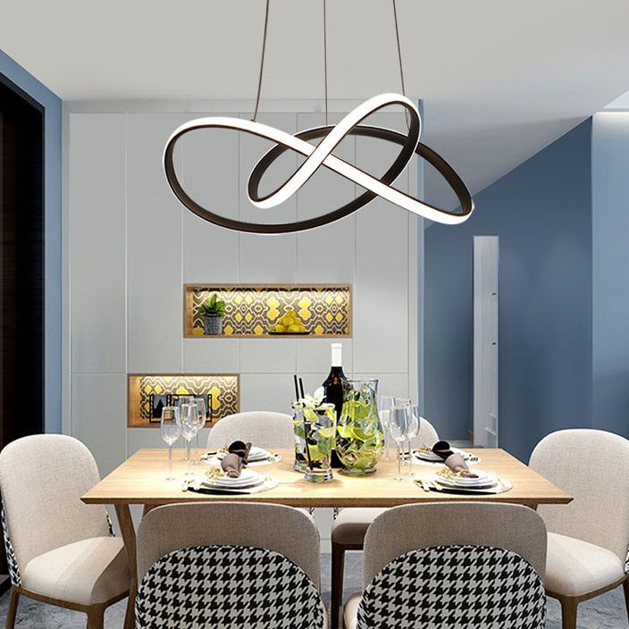 Black Twisted LED Ceiling Lamp Modern Acrylic Lighting for Living Room Bedroom