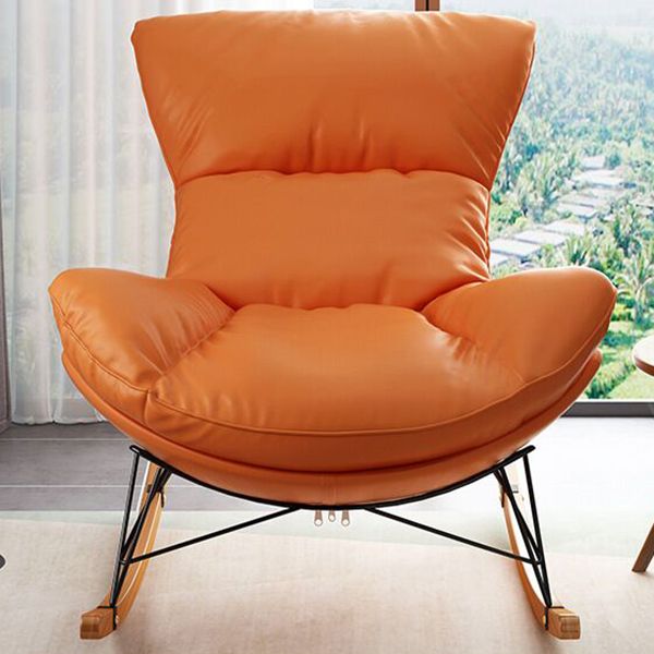 Modern Upholstered Rocker Chair Metal Frame Dirt Resistant Spindle Rocker Chair